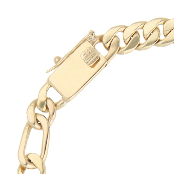 Pulsera de tres eslabones por uno en oro amarillo 14 kilates.