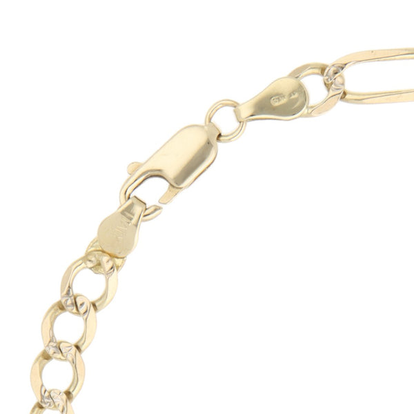 Pulsera de tres eslabones por uno platinados en oro amarillo 14 kilates.