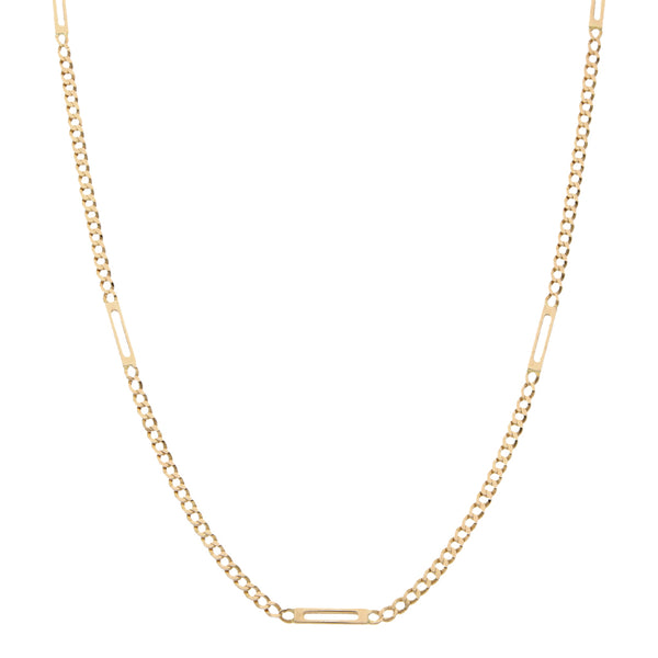 Collar eslabón combinado en oro rosa 14 kilates.