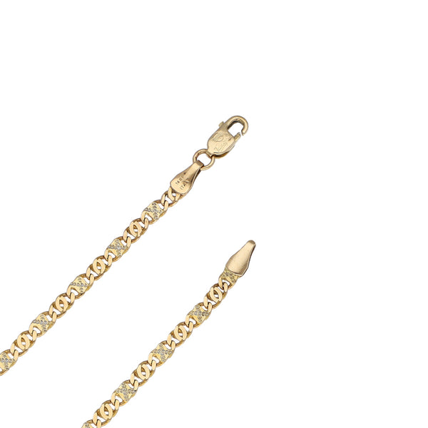 Collar eslabón nudo egipcio platinado en oro amarillo 14 kilates.