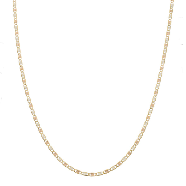 Collar eslabón nudo marino en oro tres tonos 14 kilates.