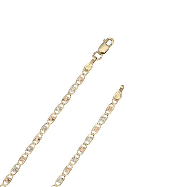 Collar eslabón nudo marino en oro tres tonos 14 kilates.