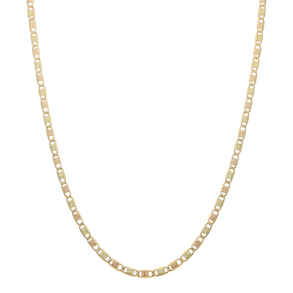 Collar eslabón nudo marino en oro tres tonos 14 kilates.