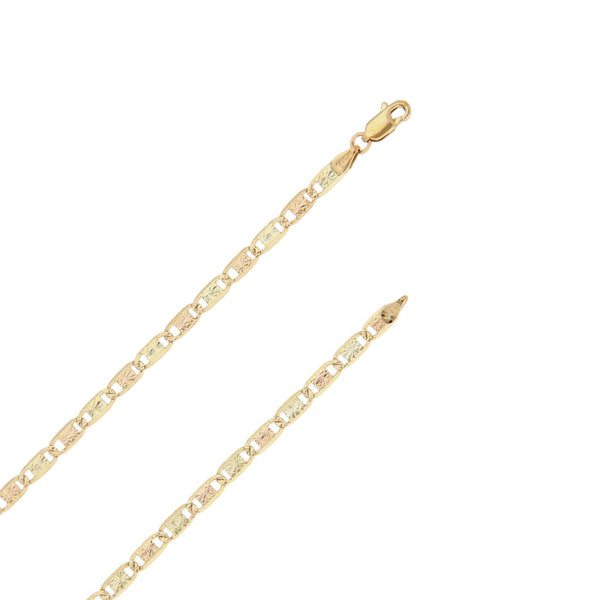 Collar eslabón nudo marino en oro tres tonos 14 kilates.