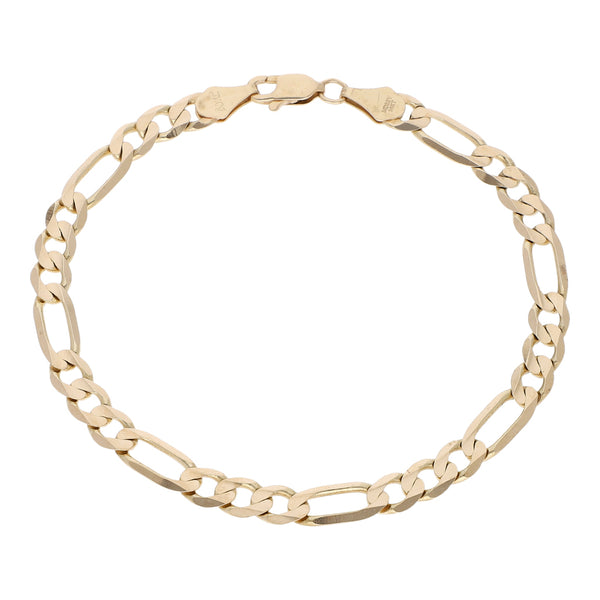 Pulsera de tres eslabones por uno en oro amarillo 14 kilates.