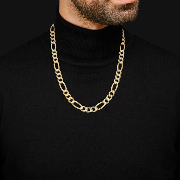 Collar de tres eslabones por uno en oro amarillo 14 kilates.