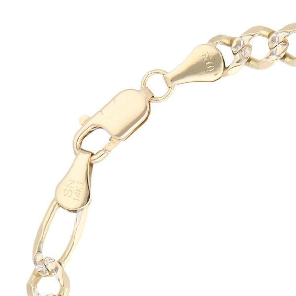 Pulsera de tres eslabones por uno platinado en oro amarillo 14 kilates.