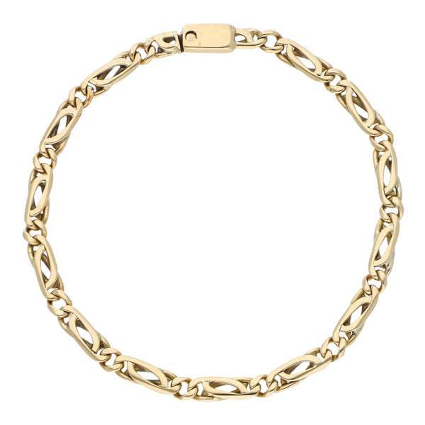 Pulsera de eslabón nudo egipcio en oro amarillo 14 kilates.
