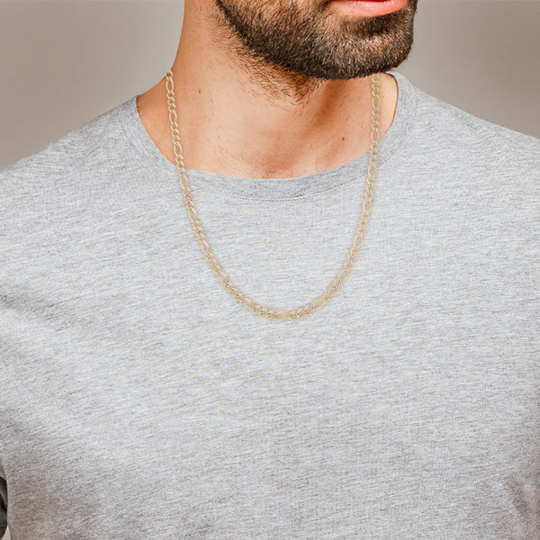 Collar de tres eslabones por uno Platinado en oro amarillo 14 kilates.