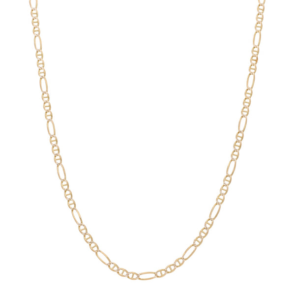 Collar eslabón combinado platinado en oro amarillo 14 kilates.