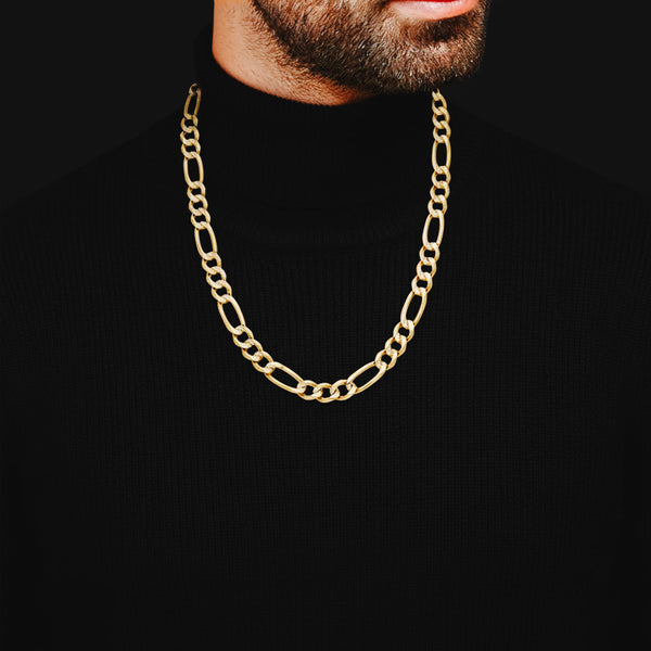 Collar de tres eslabones por uno platinado en oro amarillo 14 kilates.