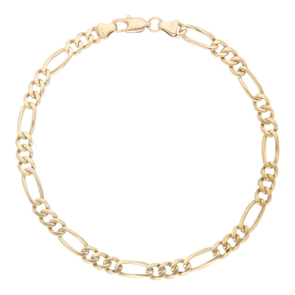 Pulsera de tres eslabones por uno en oro amarillo 14 kilates.