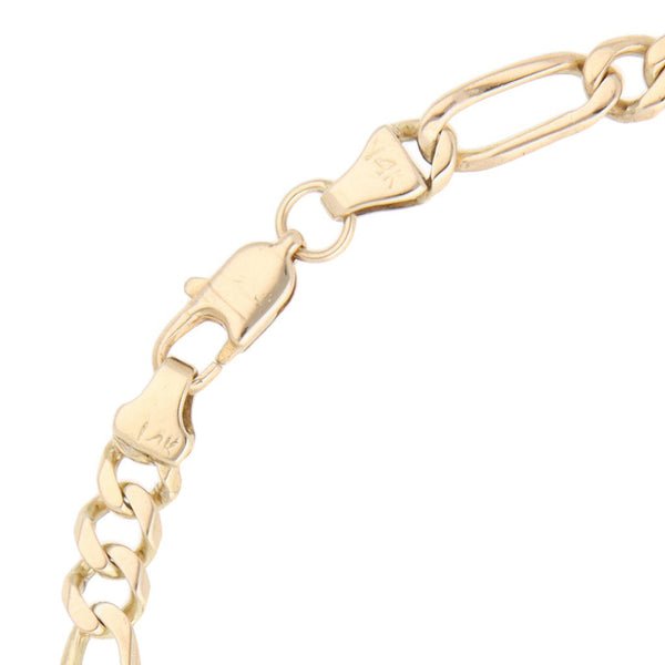 Pulsera de tres eslabones por uno en oro amarillo 14 kilates.