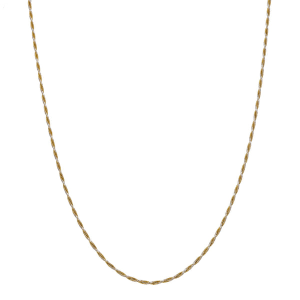 Collar eslabón trenzado platinado en oro amarillo 14 kilates.