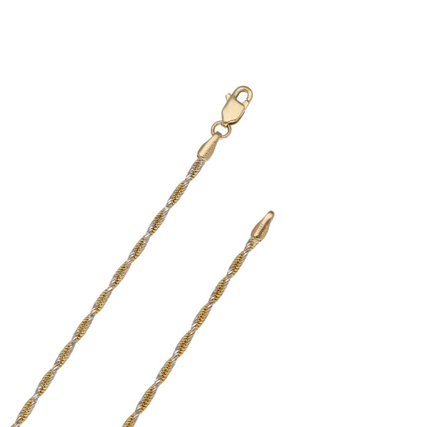 Collar eslabón trenzado platinado en oro amarillo 14 kilates.