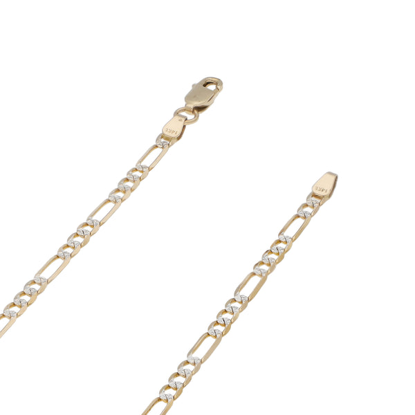 Collar de tres eslabones por uno platinados en oro amarillo 14 kilates.