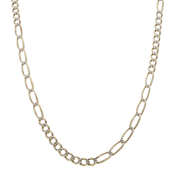 Collar de diez eslabones por siete platinado en oro amarillo 14 kilates.
