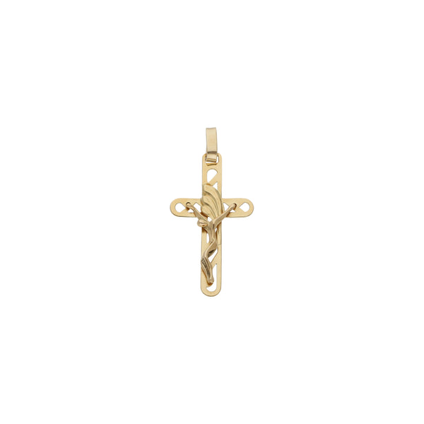Crucifijo calado en oro amarillo 14 kilates.