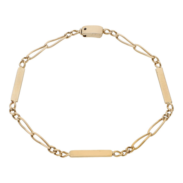 Pulsera eslabón combinado en oro amarillo 14 kilates.