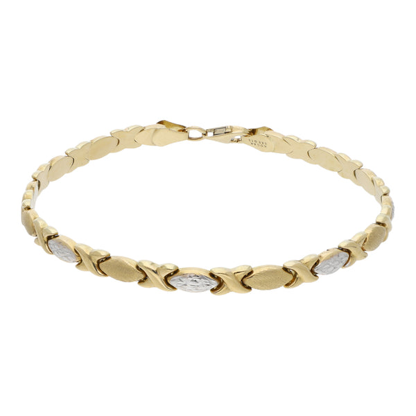 Pulsera eslabón XOXO en oro amarillo 14 kilates.
