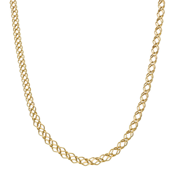 Collar eslabón encontrado doble en oro amarillo 14 kilates.