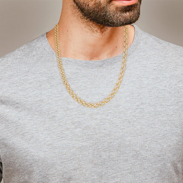 Collar eslabón encontrado doble en oro amarillo 14 kilates.