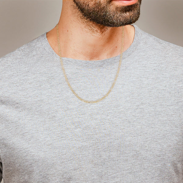 Collar de tres eslabones por uno platinado en oro amarillo 14 kilates.