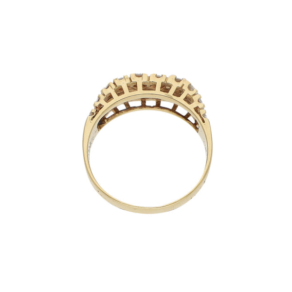 Anillo diseño especial con diamantes y zafiros en oro amarillo 18 kilates.