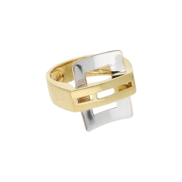 Anillo calado en oro dos tonos 18 kilates.