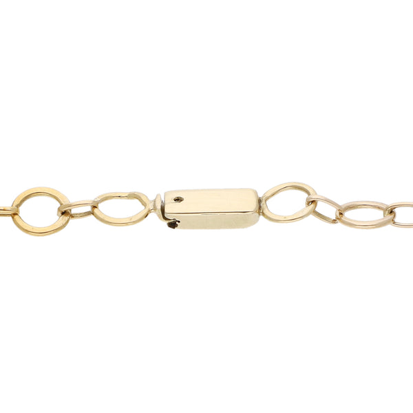 Pulsera eslabón cruzado en oro amarillo 14 kilates.