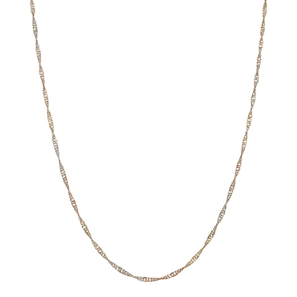 Collar eslabón torzal en oro tres tonos 14 kilates.