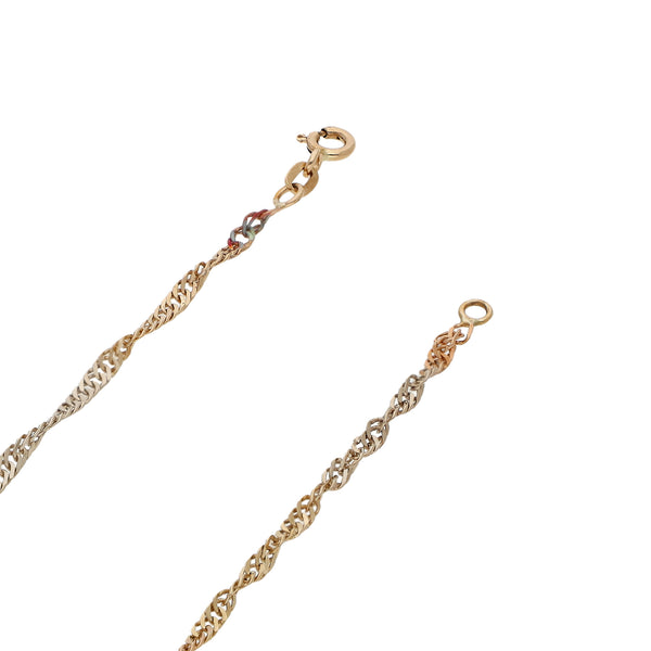 Collar eslabón torzal en oro tres tonos 14 kilates.
