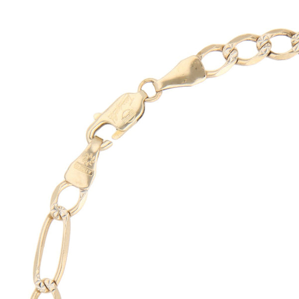 Pulsera de tres eslabones por uno platinados en oro amarillo 14 kilates.