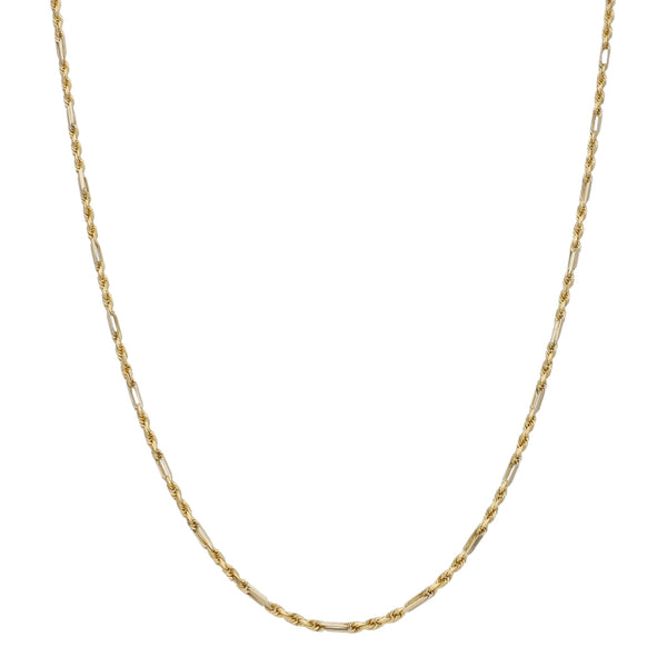 Collar eslabón combinado en oro amarillo 14 kilates.