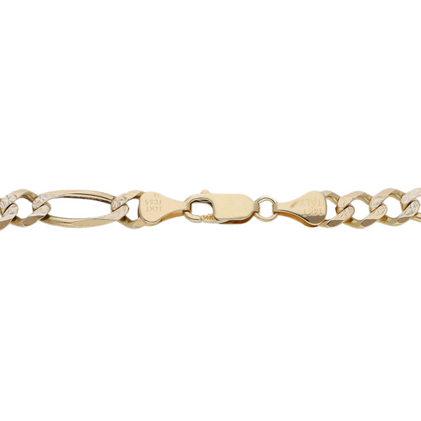 Pulsera de tres eslabones por uno platinado en oro amarillo 14 kilates.