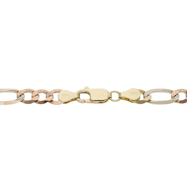 Pulsera de tres eslabones por uno en oro tres tonos 14 kilates.