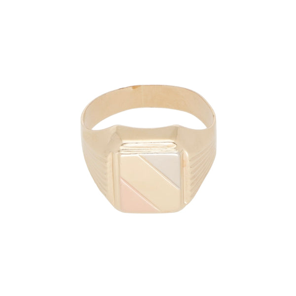 Anillo tipo sello en oro amarillo 14 kilates.