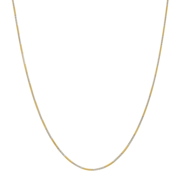 Collar eslabón cola de ratón platinado en oro amarillo 14 kilates.