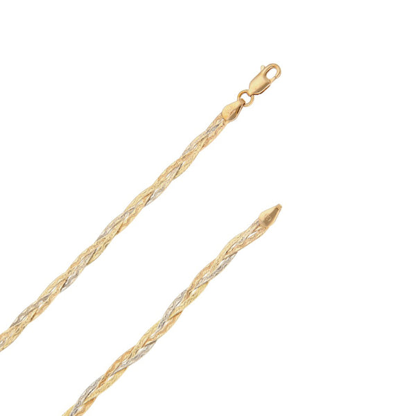 Collar eslabón trenzado en oro tres tonos 14 kilates.