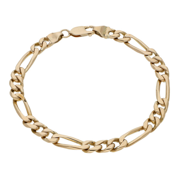 Pulsera de tres eslabones por uno en oro amarillo 14 kilates.