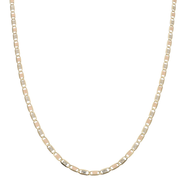 Collar eslabón nudo marino en oro tres tonos 14 kilates.