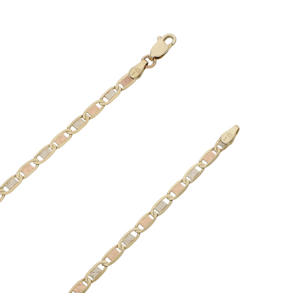Collar eslabón nudo marino en oro tres tonos 14 kilates.