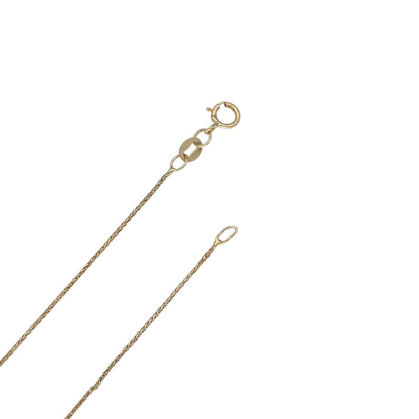 Gargantilla eslabón tejido con dije diseño especial motivo hada con diamante en oro amarillo 14 kilates.