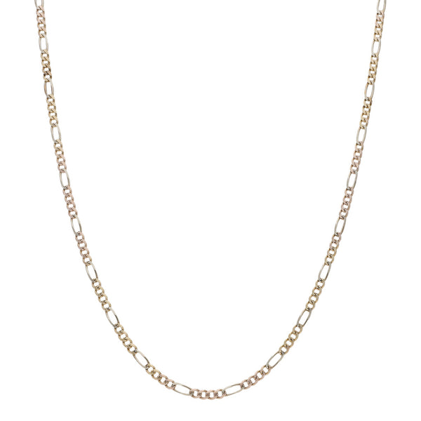 Collar de cuatro eslabones por uno en oro tres tonos 14 kilates.