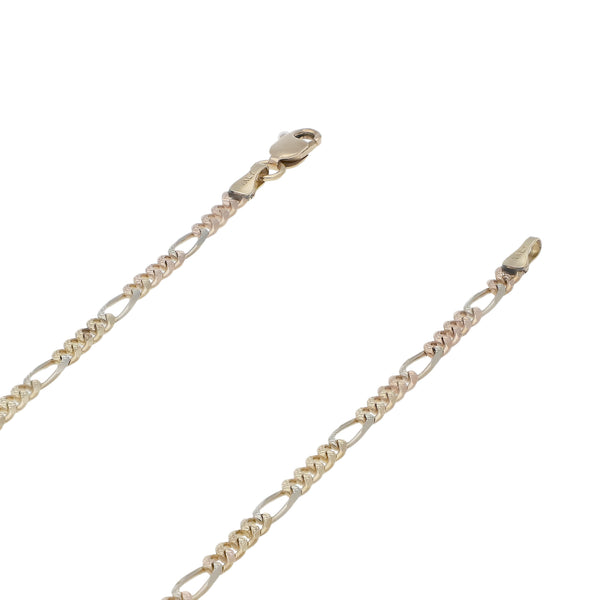 Collar de cuatro eslabones por uno en oro tres tonos 14 kilates.