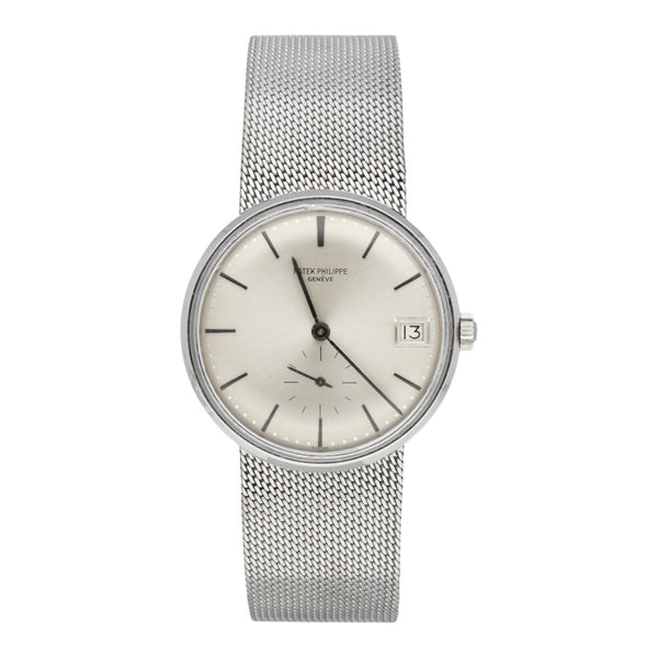 Reloj Patek Philippe para caballero modelo Calatrava en oro blanco 18 kilates.