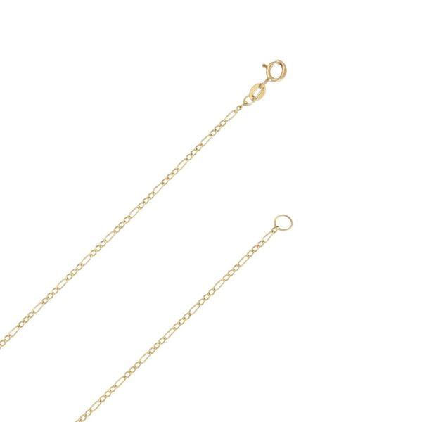 Gargantilla de tres eslabones por uno y crucifijo diseño especial en oro amarillo 14 kilates.