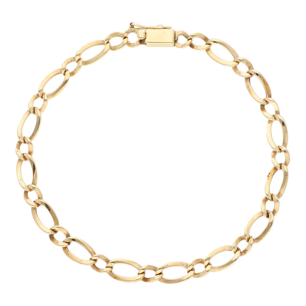 Pulsera eslabón combinado en oro amarillo 14 kilates.