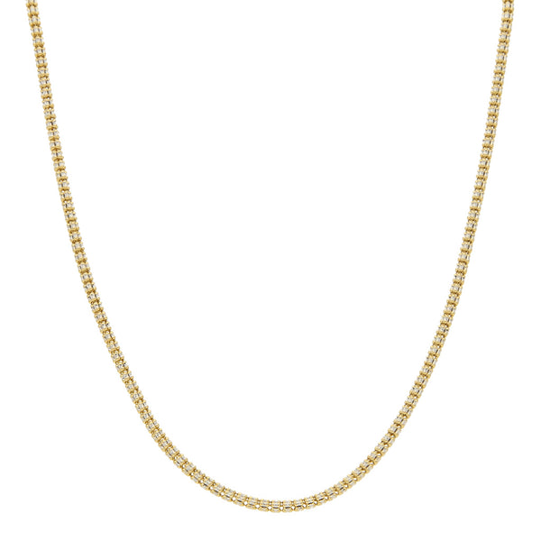 Gargantilla eslabón boleado platinado en oro amarillo 14 kilates.