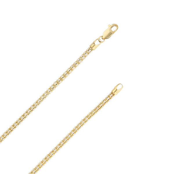 Gargantilla eslabón boleado platinado en oro amarillo 14 kilates.